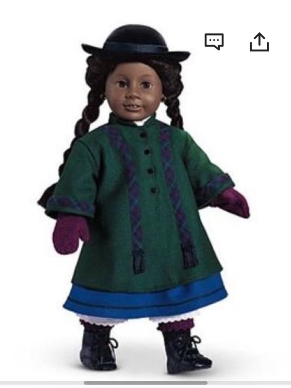 American Girl Addy’s Winter coat, mittens & hat